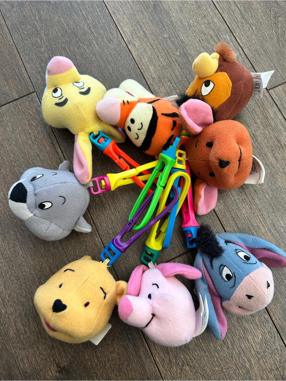 Vintage Disney Winnie the Pooh Plush key chains FULL SET